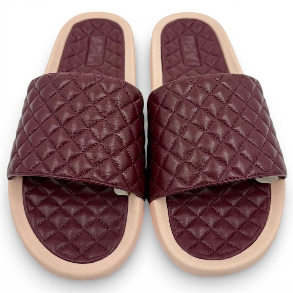 NEW APL Men's Nappa Leather Lusso Luxury Slide Burgundy/Creme Size 11